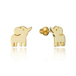 gold plated brass elephant earrings
