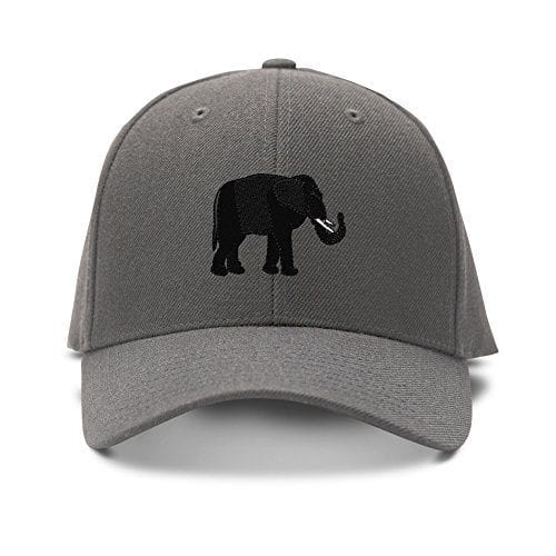 grey baseball cap with small black elephant logo