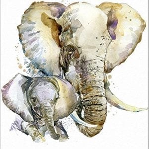 Dignovel Studios 8X10 Baby Elephant and Mom Elephant Watercolor Art Print Wall Art Poster Home Decor Wall Hanging Birthday Gift Motivational Inspirational N150 