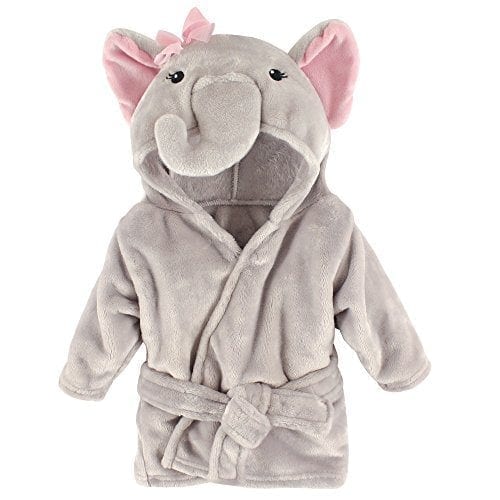 Hudson Baby Unisex Baby Plush Animal Face Robe, Blue Elephant, One Size